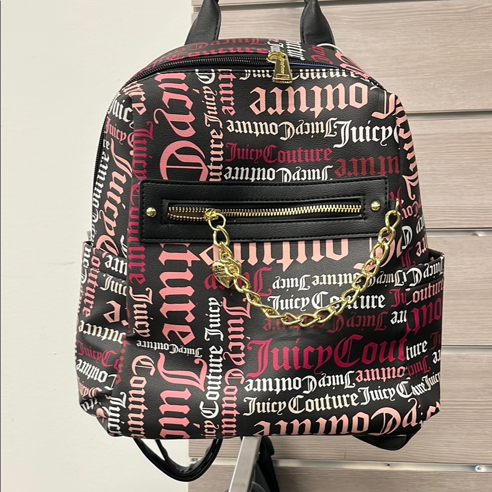 Juicy Couture Black and Pink Graphic Backpack